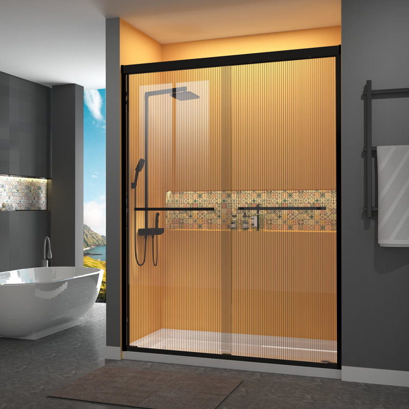 GETPRO Laminated Glass Shower Door Ultra Smooth Soft Closing System Sliding Shower Door Matte